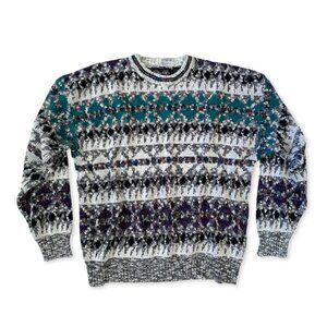 Vintage Knit Eclectic Grandpa Grandma Madison Pattern Fall Sweater Fisherman